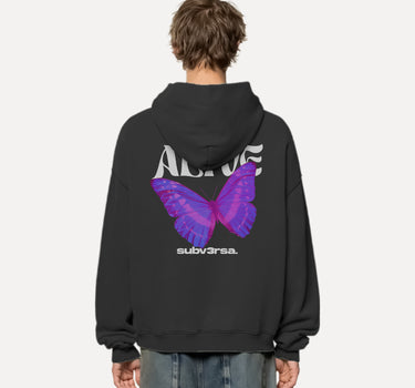 BUTTERFLY - Oversized Black Hoodie