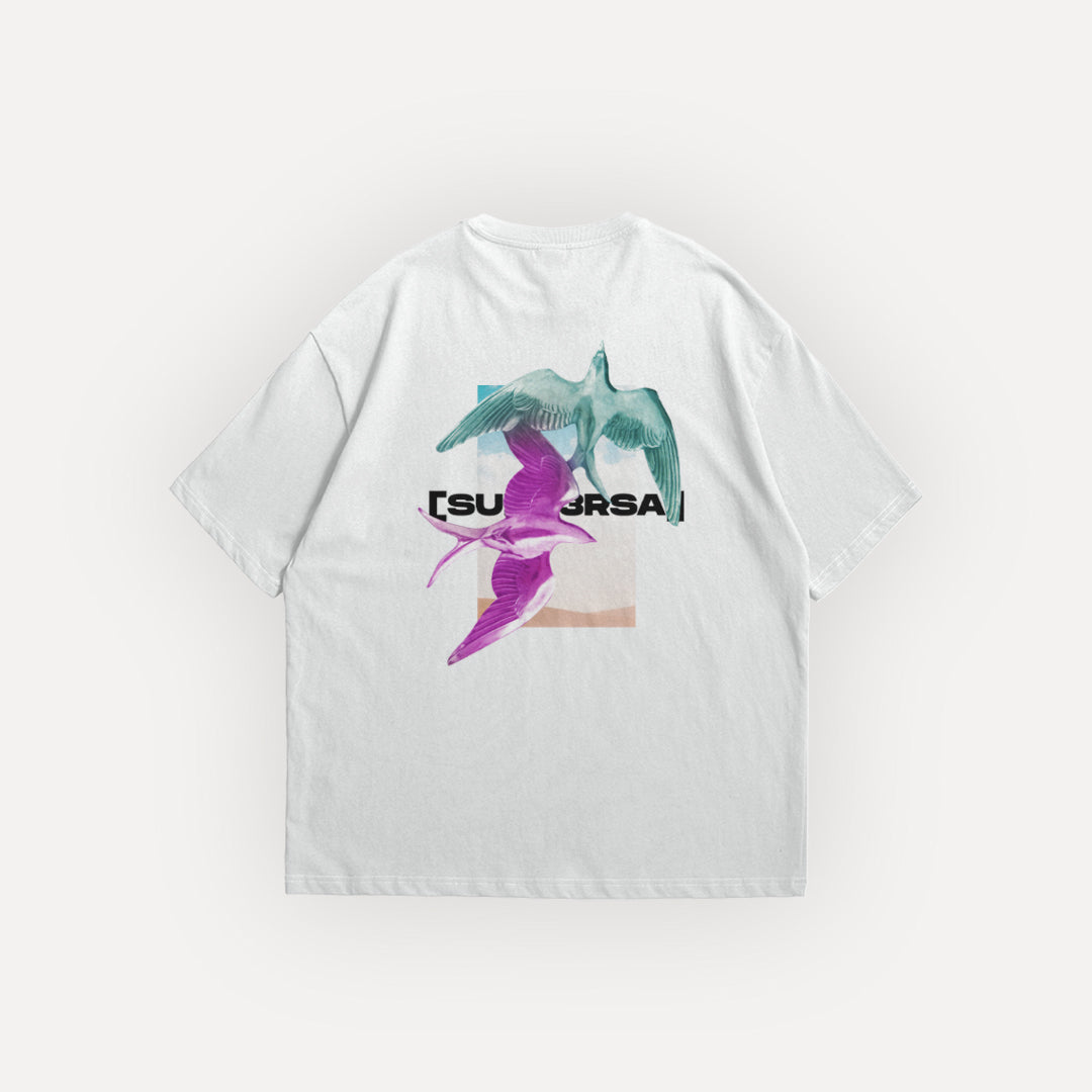 BIRDS - Oversized White T-shirt