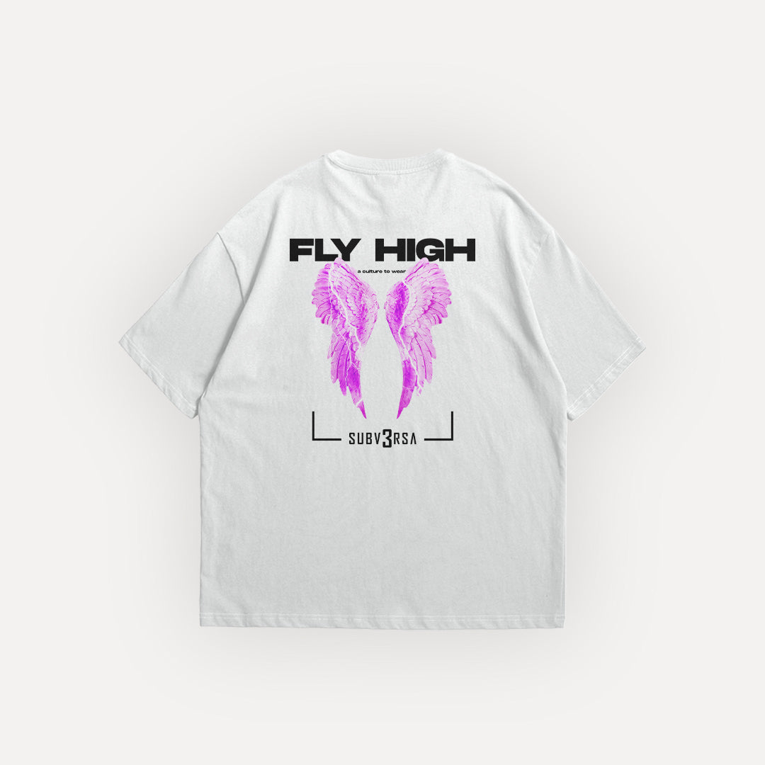 FLY HIGH - Oversized White T-shirt